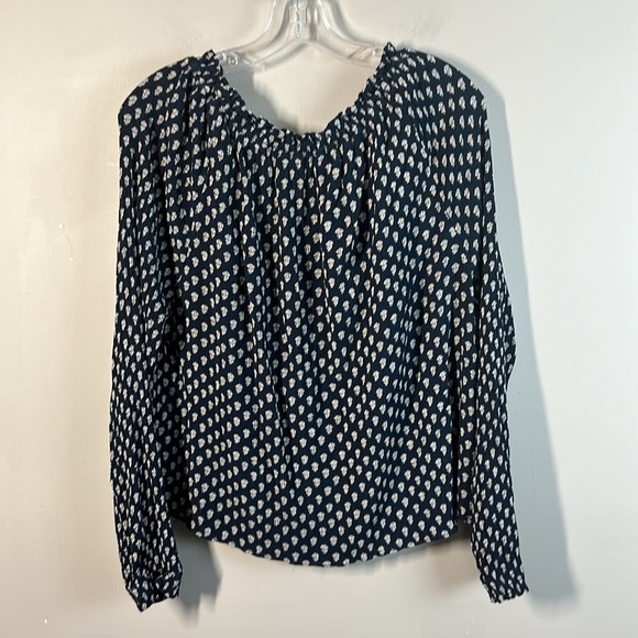 Faherty Emery Peasant Blouse Boho Tie Gauzy Size M Ditsy Floral Lotus Pattern - Picture 6 of 15